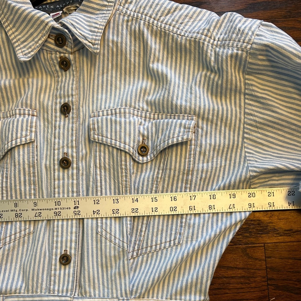 Karen Alexander vintage blue and white striped midi shirtwaist dress size 8 - Picture 8 of 12